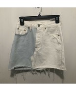 Levi’s Deconstructed Denim Mini Skirt Two Tone Blue White Colorblock SZ 24 - £14.78 GBP
