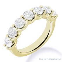 Round Moissanite 14k Yellow Gold 7-Stone U-Prong Anniversary Ring Wedding Band - £404.95 GBP+