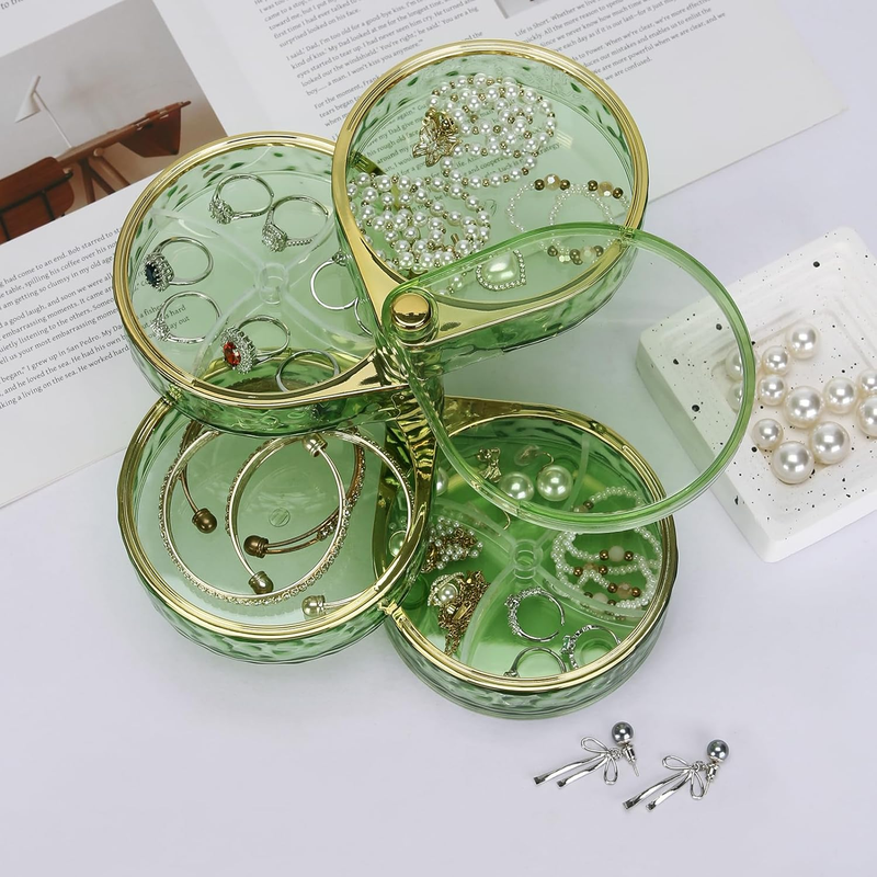 LETURE 4-Layers Rotatable Jewelry Organizer Storage Box, Clear Jewelry Holder Ca Item image 5