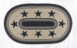 Earth Rugs OP-313 Black Stars Oval Patch 27 Inch X 45 Inch - £51.31 GBP