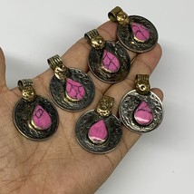 70g, 6pcs, Turkmen Coins Jeweled Synthetic Pink Tribal @Afghanistan, B14529 - £5.75 GBP