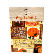 Happy Fall Pumpkin Patch Harvest Vinyl Tablecloth Oblong 52x70&quot; New In Package - £10.92 GBP
