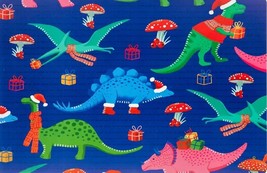 Set Of 2 Same Plastic Placemats, 11&quot; X 17&quot;, Festive Multicolor Dinosaurs, Hl - £9.60 GBP