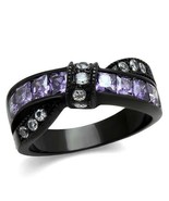 Purple and Clear Crystal Knot Ring Stainless Steel TK316 - £14.94 GBP