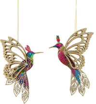 Gisela Graham London Fantasy Butterfly Hummingbird Ornaments Set of 2 #69154 - £16.74 GBP