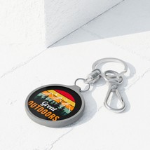 Custom Keyring Tag with Sunset Mountain Graphic, Durable Acrylic Plate a... - $18.54