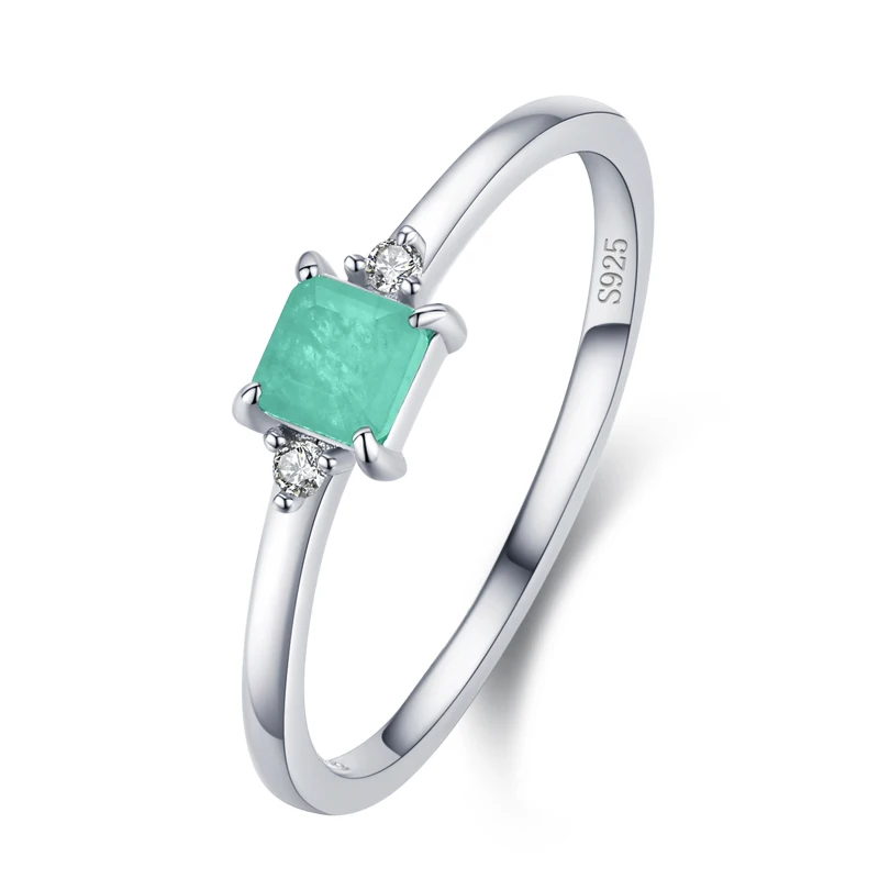 Modian New 925 Sterling Silver Fashion Emerald cut Tourmaline Finger Rings For W - £13.01 GBP