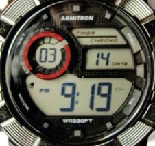 Armitron Men’s Instalite Chronograph Day/Date Watch Digital Quartz New Batt NWT - £30.19 GBP