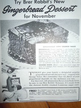 Vintage Brer Rabbit Gingerbread Dessert Recipe Print Magazine Advertisem... - £3.19 GBP