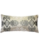 Sumatra Moonlight Embroidered Silk Decorative Throw Pillow 12x24, with P... - £47.74 GBP