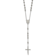 Chisel Stainless Steel Polished 6mm Beaded 29.5 inch Rosary Necklace SRN809 - £36.22 GBP