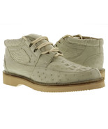 Mens Bone Off White Genuine Crocodile Ostrich Skin Sneaker Shoes Western... - £134.71 GBP