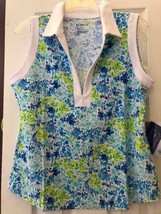 Nwt Ladies Ibkul Colleen Blue &amp; Lime Green Sleeveless Golf Shirt L Xl &amp; Xxl - £35.30 GBP