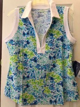 Nwt Ladies Ibkul Colleen Blue &amp; Lime Green Sleeveless Golf Shirt L Xl &amp; Xxl - $39.99