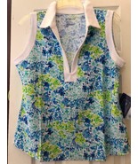 NWT Ladies IBKUL COLLEEN Blue &amp; Lime Green Sleeveless Golf Shirt  L XL &amp;... - $761.39 MXN