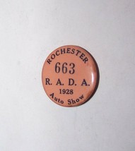 1928 VINTAGE ROCHESTER NY AUTO DEALERS ASSN CAR SHOW PASS PINBACK RADA B... - $34.64