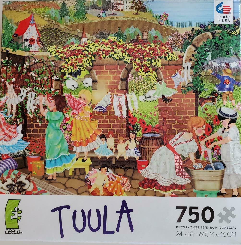 Tuula Jigsaw Puzzle 750 Pc COMPLETE Children Hanging Clothes Made in USA CEACO - $19.95
