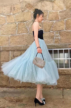 Light BLUE Tiered Tulle Skirts Women's Layered Tulle Skirt Holiday Skirt Outfit  image 5