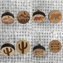 New Boutique Wood Burn Earrings Arrow Stud Tree Bark Circle Outdoor West... - $8.99
