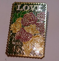 USPS Love Series (Love Birds) 45c US Stamp Collectible Roses Enamel Pin ... - $14.79