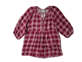 Anthropologie Maeve Calavon in Pink Plaid Pleated Peplum Tunic Top XS $88 - £14.95 GBP