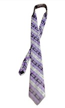 Stafford Silk Men’s Necktie  Tie Purple Plaid B2 - £7.77 GBP