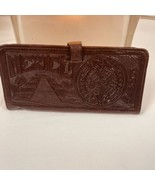 Bi Fold Long Genuine Leather Wallets  Embossed Mesoamerican Shooting Sun - $856.77 MXN