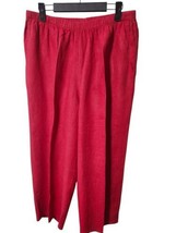 FLAX 100% Linen Cropped Pull-On Relaxed Wide Leg Pants W/Pockets Red Med - £43.99 GBP