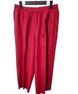 FLAX 100% Linen Cropped Pull-On Relaxed Wide Leg Pants W/Pockets Red Med - $55.39