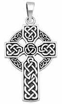Jewelry Trends Large Celtic Cross Irish Knot Sterling Silver Pendant Necklace 18 - £57.26 GBP