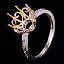 14K Gelb Vergoldet Semi-Fassung Verlobung Diamant Ring Set Rund 10 MM - £99.29 GBP