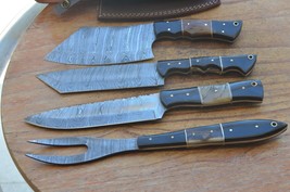 damascus hand forged hunting/kitchen sheaf knives set From The Eagle Col... - £108.75 GBP