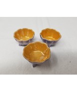 Japanese Cup Purple Orange Porcelain Pedestal Small Set of 3 - $18.95