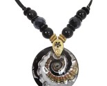Swirl Art Glass Pendant Necklace Murano Dichroic Black White Copper Silv... - £14.32 GBP
