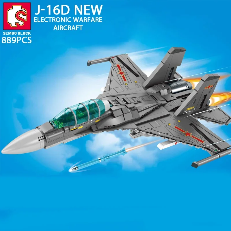 889PCS J-16D Aerospace Aircraft Military Building Blocks DIY Airplane Toys Gifts - £41.10 GBP