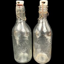 Glass Citrate Of Magnesia Embossed Bottle With Bail &amp; glass Stopper Vintage U42 - $22.21