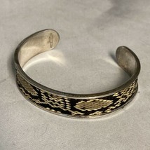 Vintage La Belle Sterling Silver Cuff Bracelet Snake Skin 24.5g Fits 5” Wrist - £97.30 GBP
