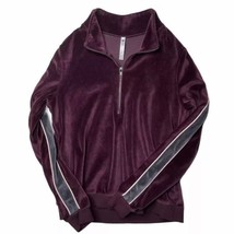 Fabletics Womens Britt Pullover Jacket Purple Gray Small Velour Velvet P... - $37.00