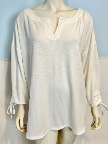 Primary image for NWT Talbots Plus T By Talbots White Knit 3/4 Sleeve V Neck Top Size 3X