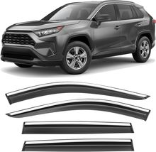 Shatterproof Taped-On Window Deflectors for Toyota Rav4 2019-2025 w Chro... - $37.99