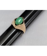 14k Gold Ring w/ Green Oval Natural Jade Stone - Size 6.5 - Beautiful De... - €386,55 EUR