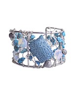 Gemstone Cuff Bracelet, Silver Wire Wrapped Jewelry Handmade - $652.11 MXN