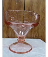Vintage Pink Depression Glass Footed Compote Etched 4 3/4&quot; Tall 5&quot; Wide - $376.14 MXN