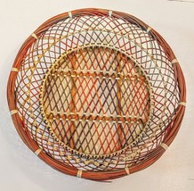 Fall Color Wicker Bread Basket 11&quot; Round Woven Autumn Harvest Farmhouse Decor - £15.83 GBP