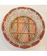 Fall Color Wicker Bread Basket 11&quot; Round Woven Autumn Harvest Farmhouse ... - £15.50 GBP