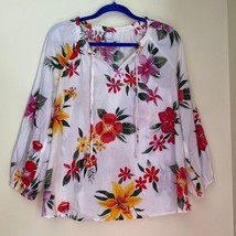 Old Navy Blouse Small Floral Woman Relax Fit Cotton Long Sleeves - $17.82
