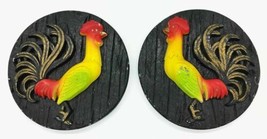 Miller Studio Inc. Chalkware Rooster Wall Plaques, Vintage 1977 Set - £20.18 GBP