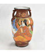 Vintage Japanese Satsuma Moriage Style Hand Painted Vase 5&quot; tall  Women ... - $35.19 CAD
