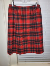 VTG Pendleton Wool TARTIN Plaid Skirt Red/Black USA 14 careerwear preppy... - $41.58