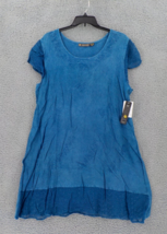 Raya Sun Women Flutter Sleeve Dress Sz 3X Denim Blue Embroidered W Tie Waist Nwt - £15.97 GBP